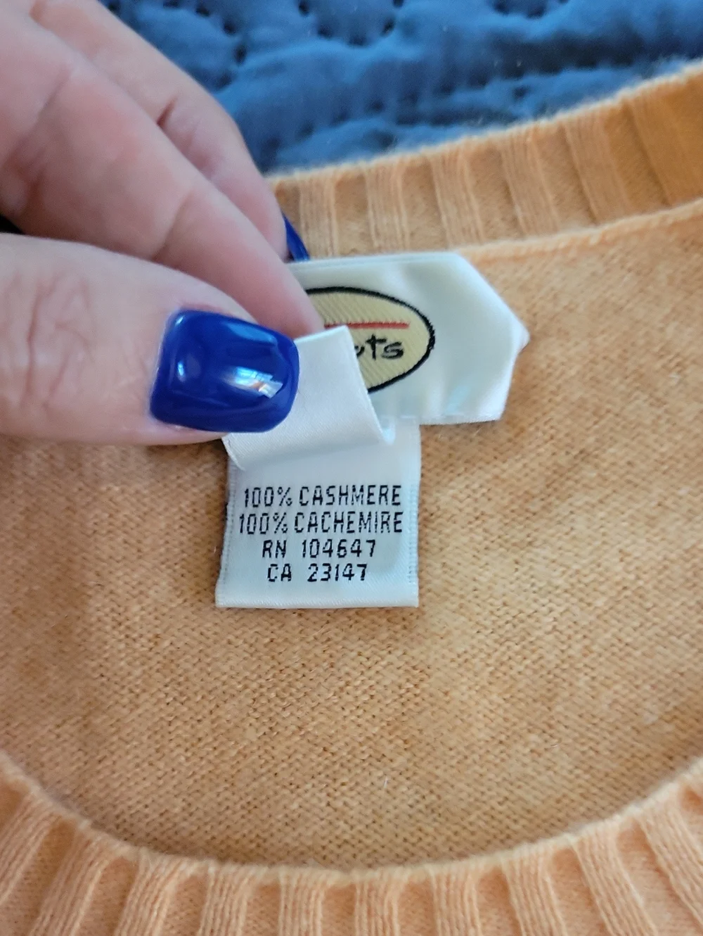 TALBOTS Short-Sleeve Crewneck Cashmere Top, Peach Orange Sherbet